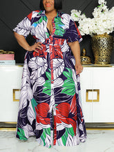 Bedrucktes Maxikleid mit V-Ausschnitt