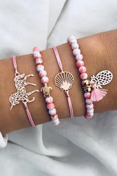 Pulsera de capas de cuentas de tortuga y unicornio