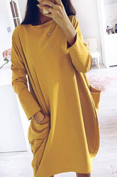 Pockets O Neck Loose T Shirt