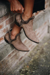 Fuzzy Low Heel Slip On Boots