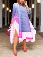 Patchwork-Maxikleid mit Streifenmuster