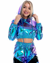 Kurze Kapuzenjacke aus Lackleder