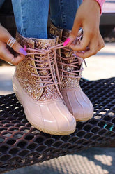 Botas de pato con brillantina brillante