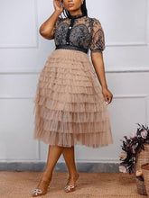 Tüllkleid mit Spitzenrüschen