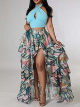 Bedruckter High-Low-Tüllrock mit Schlitz