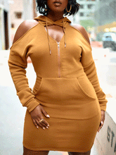 Hooded Cold Shoulder Mini Dress