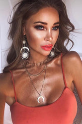 Pendiente de diamantes de imitación con hexagrama