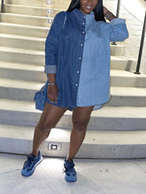 Abrigo vaquero casual con bloques de colores