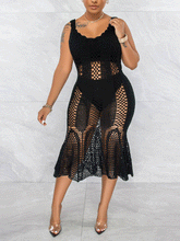 Gehäkeltes Midikleid mit Aussparungen