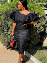 Flounce Oblique Collar Pencil Dresses