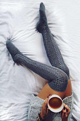 Fish Bone Over Knee High Stocking