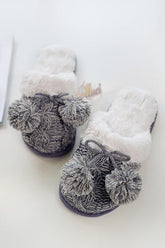 Pom Pom Crochet Fuzzy Slipper