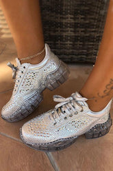Sneaker mit Strass-Schnürung