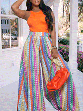 Pantalones largos de pierna ancha multicolor