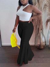 Pantalones de campana con volantes lisos