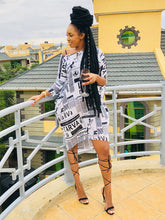 Schulterfreies Zeitungs-Vintage-Midikleid