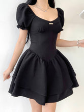Black Puff Sleeve Corset Mini Dress
