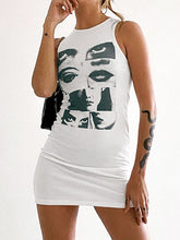 Screen Face Ribbed Mini Dress