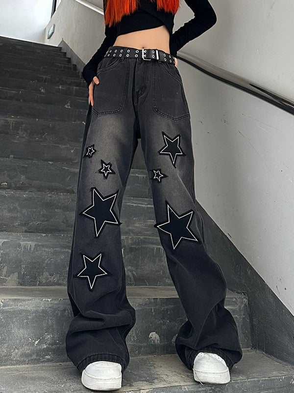 Star Patch Baggy Boyfriend Jeans – Omcne