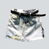 Distressed-Jeans-Skort mit verziertem Schlitz