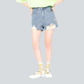 Jeansshorts mit Used-Saum für Damen