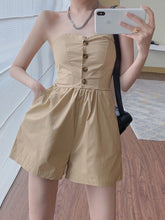 Mono sin tirantes con botones en la espalda fruncidos