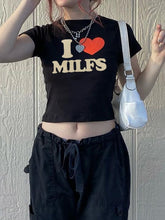 Kurzärmliges Crop-Top mit Love Letter-Print