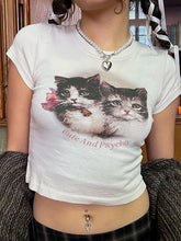 Süßes geripptes Crop Top mit Kätzchen