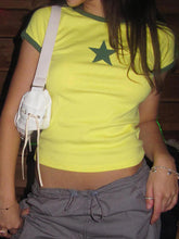 Crop Top mit Ringer-Print und Sternen