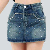 Verzierter Vintage-Mini-Jeansrock