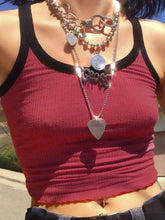 Contrast Trim Rib-Knit Crop Cami Top