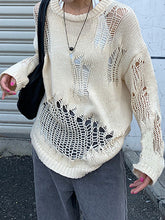 Häkelstrickpullover im Used-Look