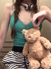 Top corto de tirantes con paneles de encaje