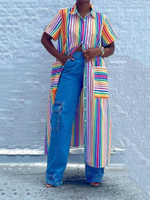 Gestreiftes Kurzarm-Hemdkleid