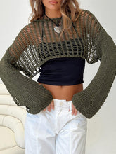 Top corto de punto de crochet calado