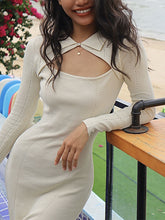 Langärmliges Midi-Strickkleid mit Cut-outs