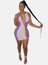 Minivestido calado con cordones