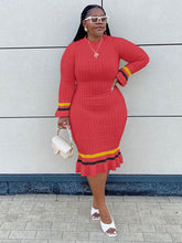 Vestido de punto acanalado con dobladillo con volantes