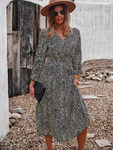 V Neck Boho Ruffle Flowy Midi Dress