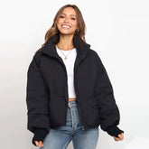 Long Sleeve Puffer Jacket - Black