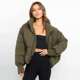 Long Sleeve Puffer Jacket - Army Green