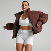 Long Sleeve Puffer Jacket - Coffee