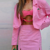 Romeo – Set aus kurzem Blazer und geschlitztem Minirock