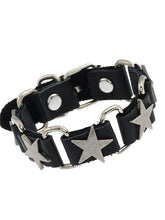 Pulsera de cuero sintético con dije de estrella de metal