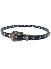 Pu Leather Eyelet Carved Buckle Belt