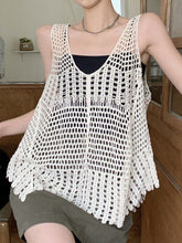 Camiseta de tirantes de punto de crochet con huecos
