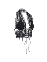 Top de tirantes con encaje y lazo frontal