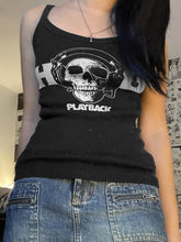 Kurzes Tanktop mit Punk-Totenkopf-Print