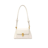 Bolso baguette Celebrity en tono dorado con solapa y hebilla - Beige