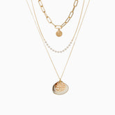 Mehrreihige Kette mit Anhänger im Boho-Stil – Gold